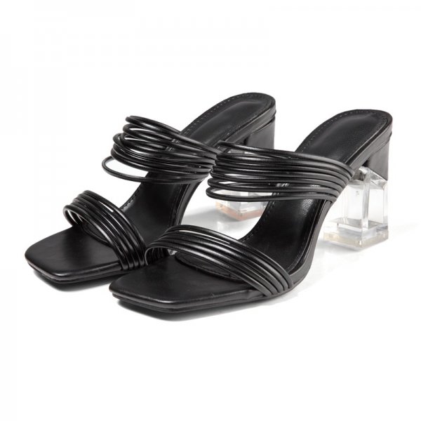 Transparent Crystal Heel Sandals Plus Size Slippers Women