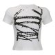 Contrast Abstract Print Short Sleeve Slim Fit sizehirt