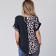 Leopard Print Contrast Color Printed Pullover Women New Fashion Round Neck Loose Short Sleeve T-shirt Women